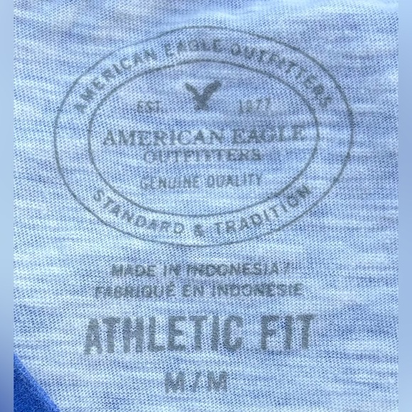 AEO Athletic Fit V-Neck Striped T-Shirt Size Medium EUC - Picture 2 of 2